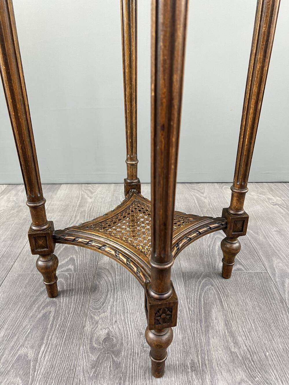 Louis XVI Style Pedestal Table, Carved Wood & Marble, Early 20th Century