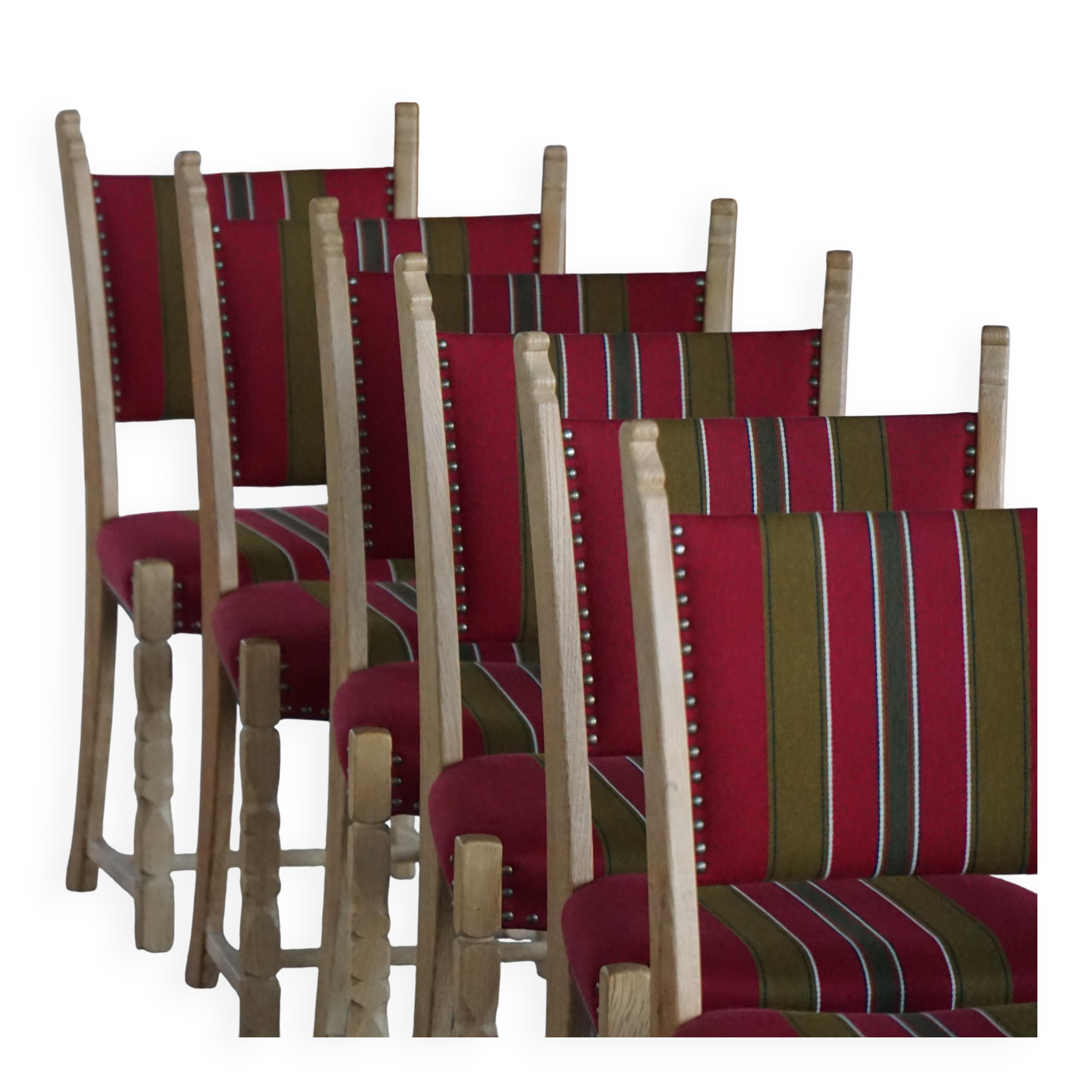 Danish Mid-Century Modern, Set of 6 Oak Dining Chairs, Henning Kjærnulf, 1960s