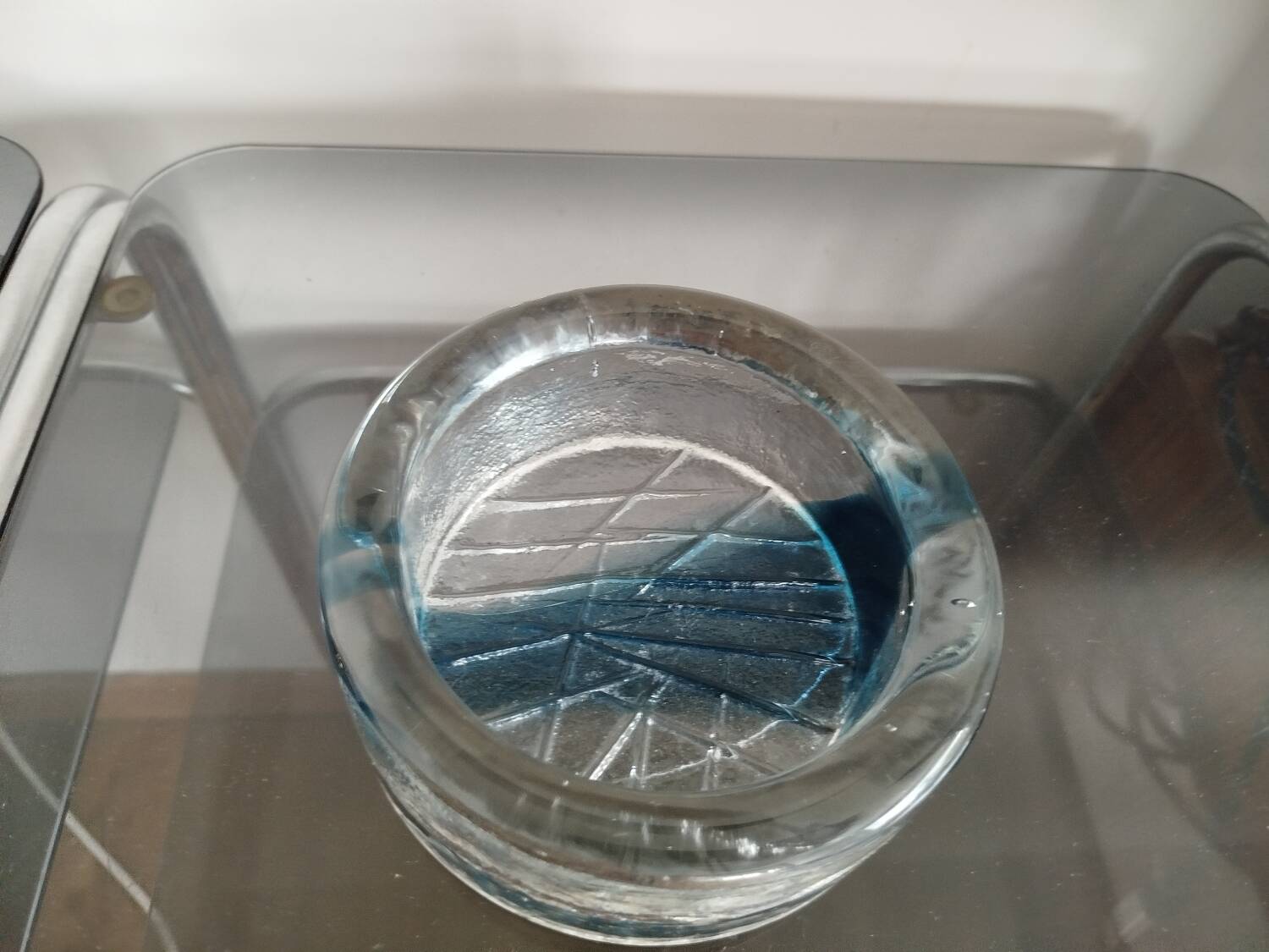 Blue bubble glass ashtray/pocket tray – from Sweden