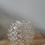 Vintage molded glass ball lamp globe faceted diamond portable suspension