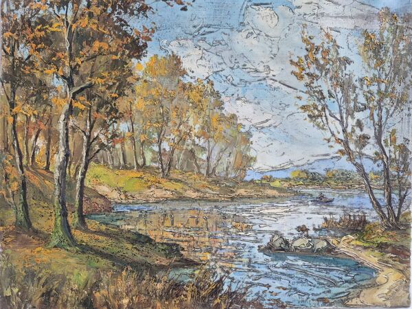 Huile sur toile, Reflets sur l'étang