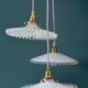 Vintage triple suspension lampshade in white opaline.