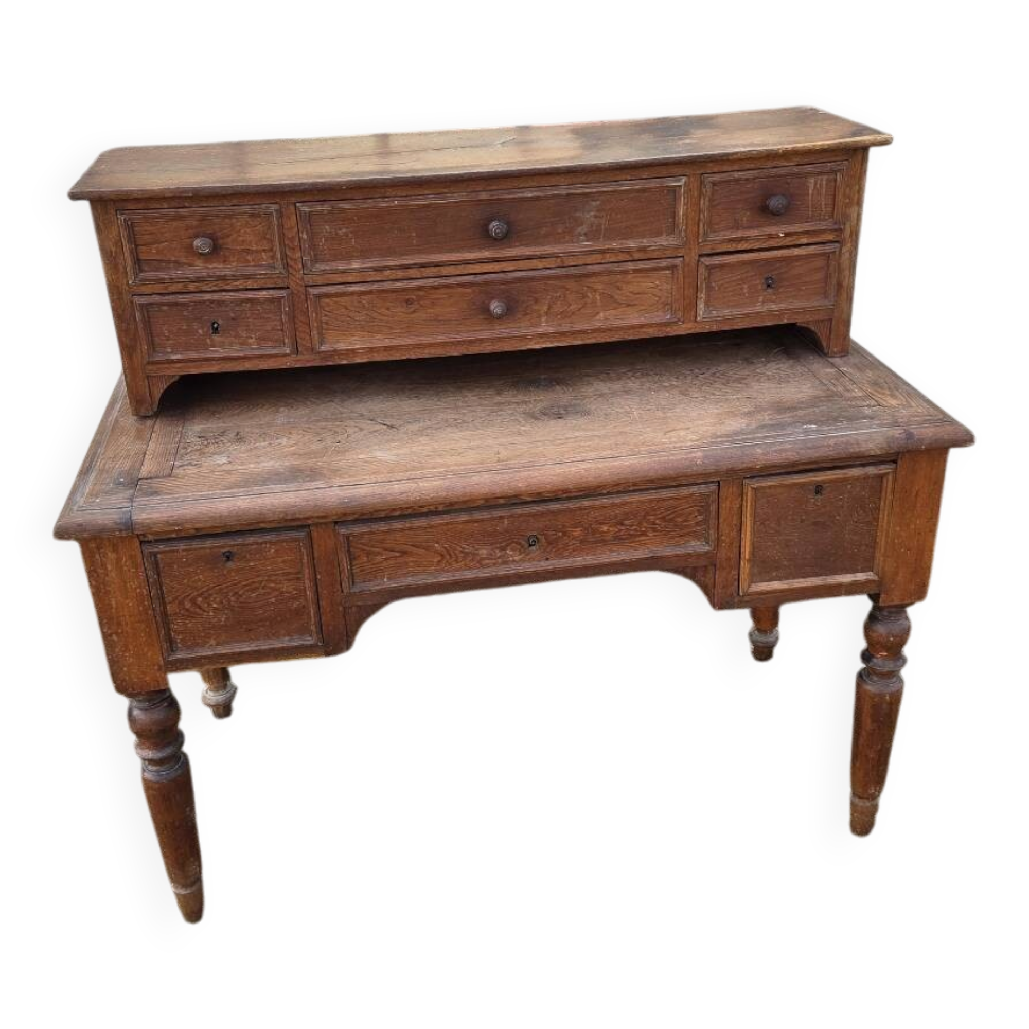Solid oak desk with drawers
