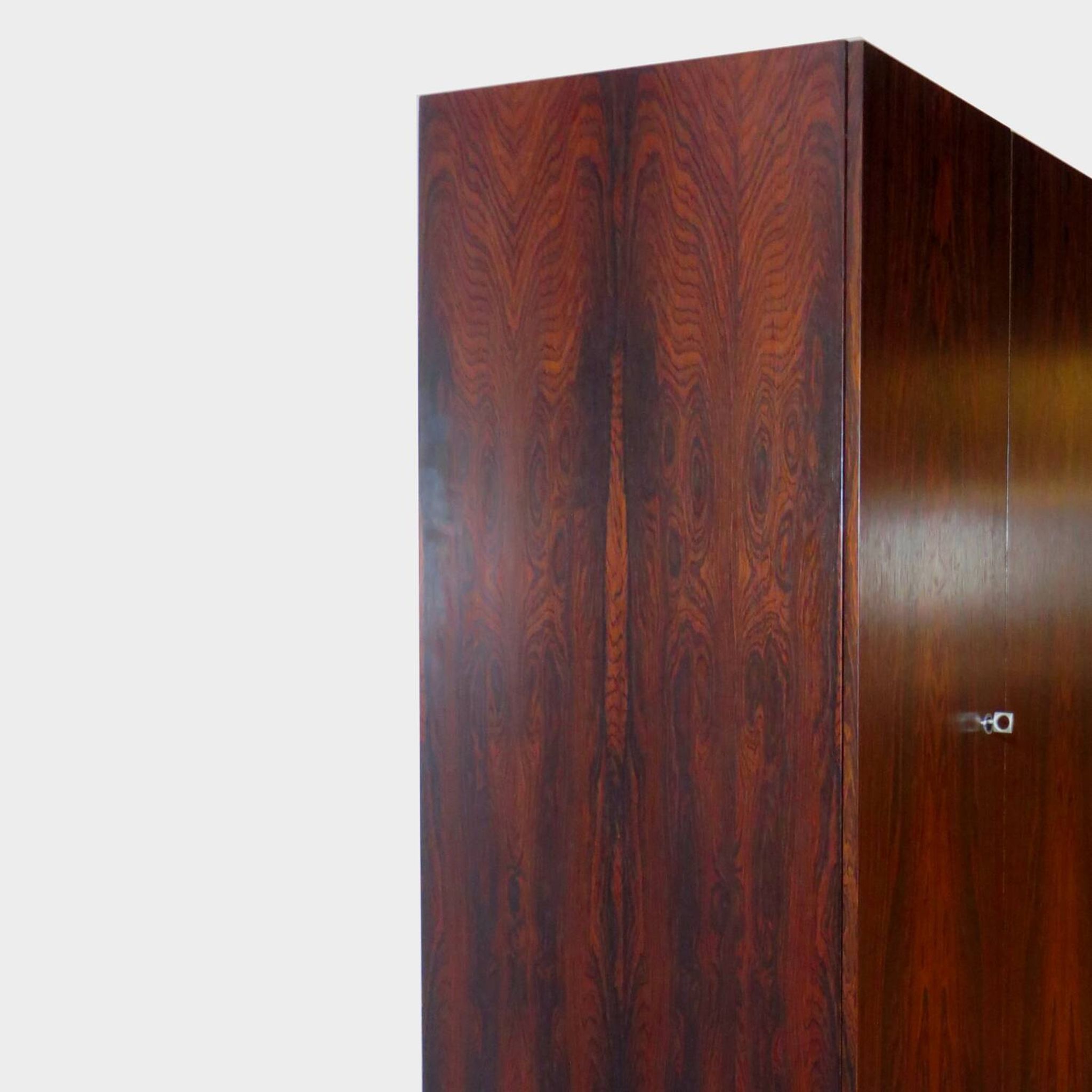 Large vintage mid century modern 6-door wardrobe in rosewood & ash, 1960s