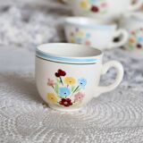 Vintage Salins earthenware coffee cup - Floral pattern