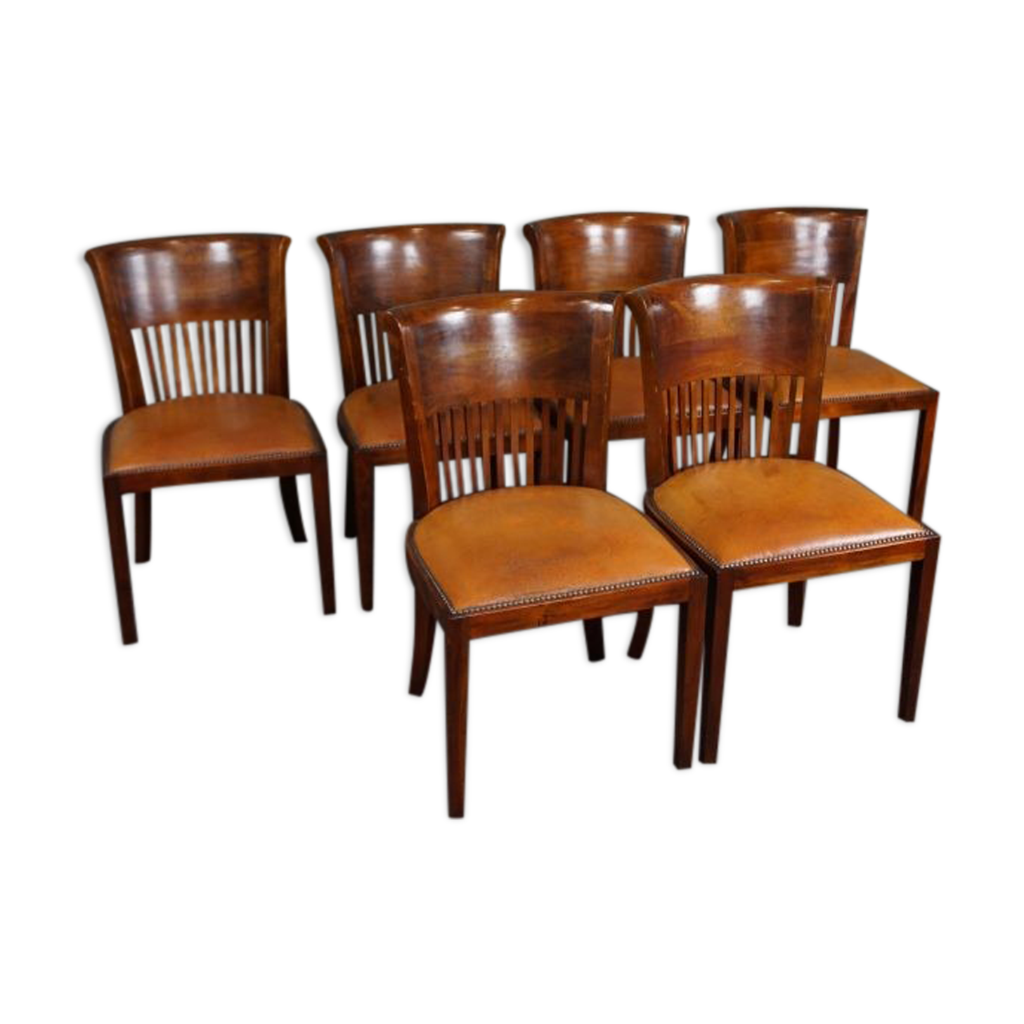 Set of 6 leather dining chairs