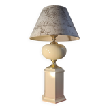 Living room lamp from Maison Dauphin 1970 to 80 cream hand-painted lampshade