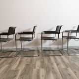 Mid-century chromed leather chairs