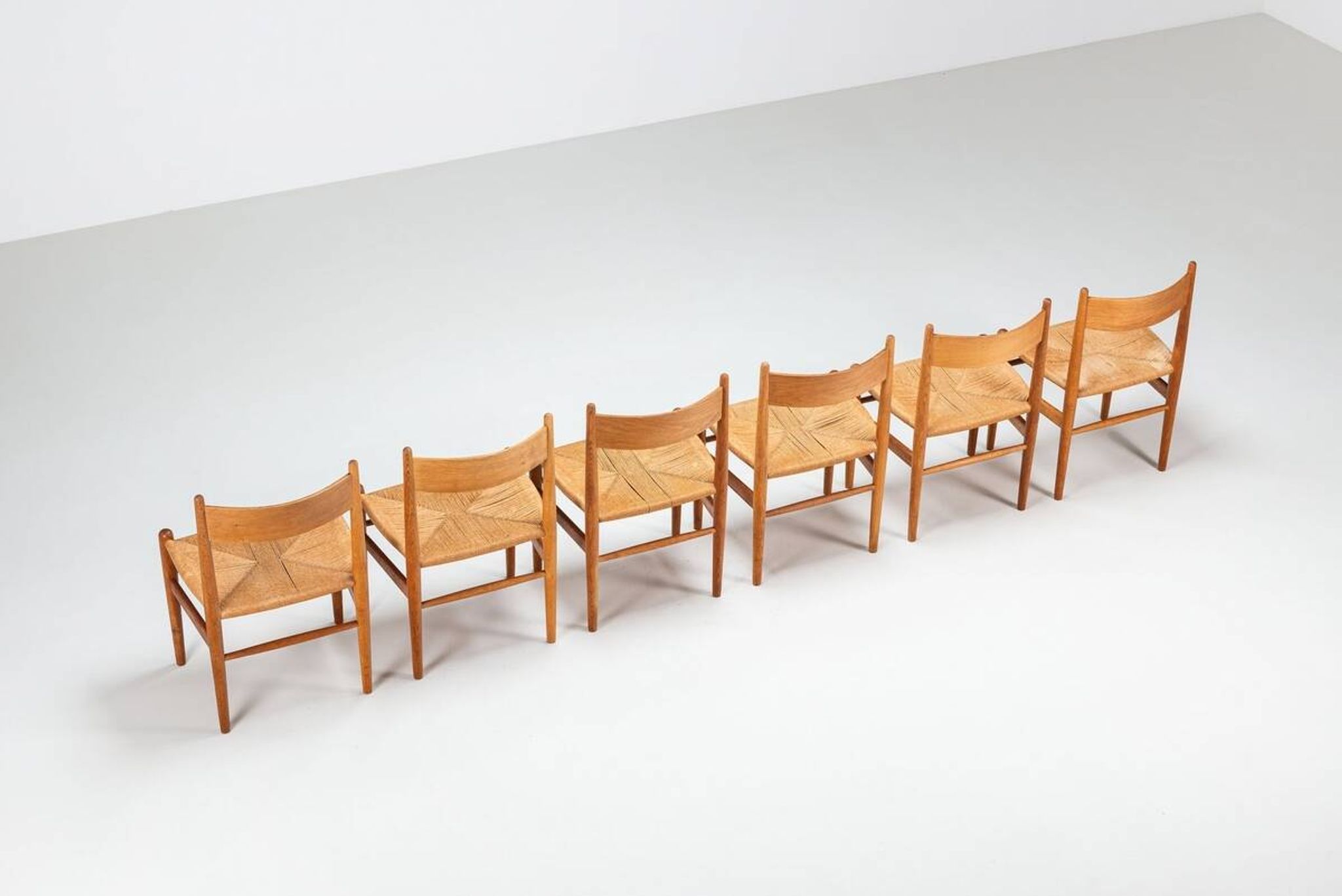 Hans Wegner model CH36 dining chairs in oak Carl Hansen & Son Denmark 1970