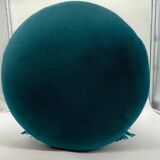Duck blue pouf with fringes