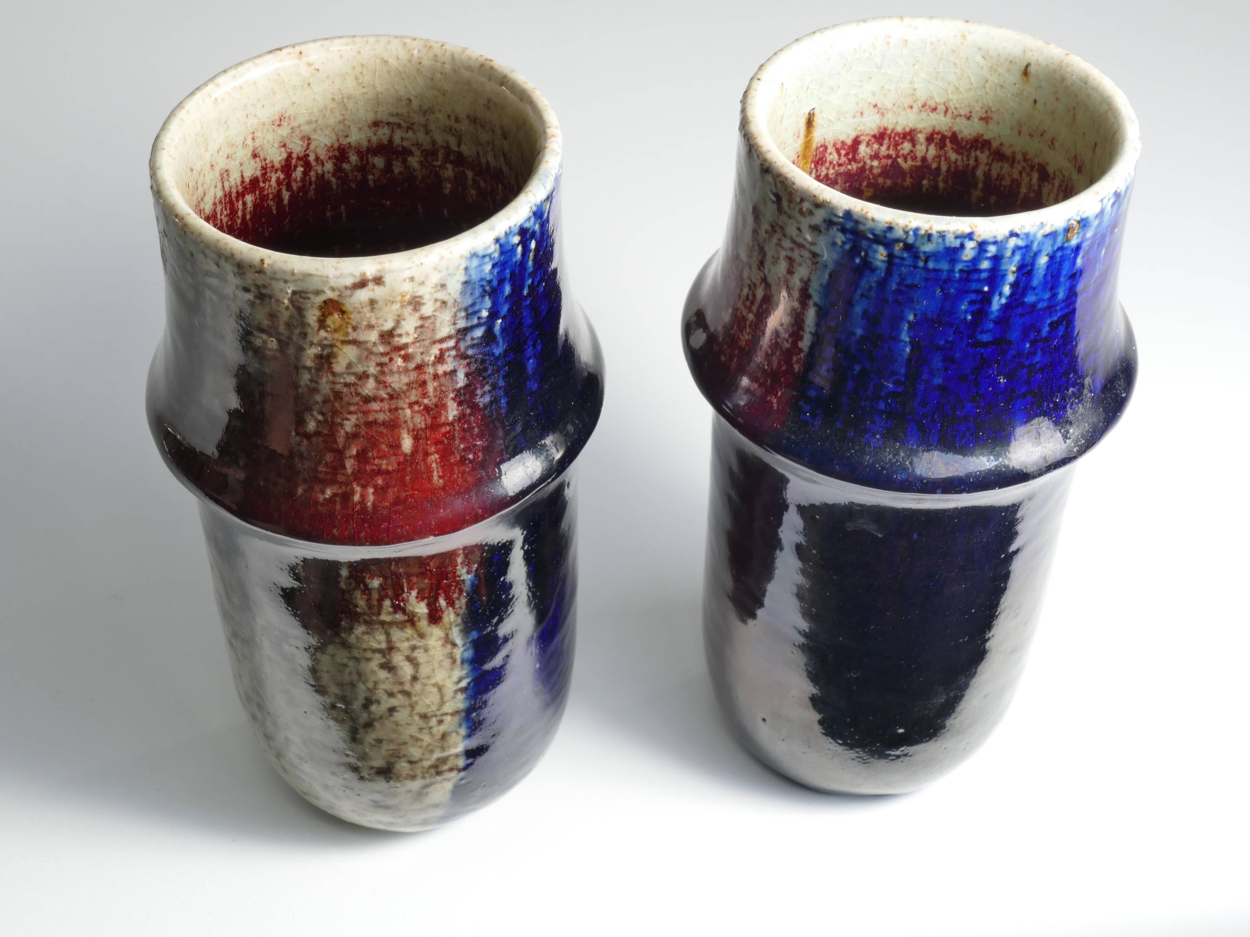 Scandinavian Modern Ceramic Vases, Sylvia Leuchovius, Rörstrand 1976,  Set of 2