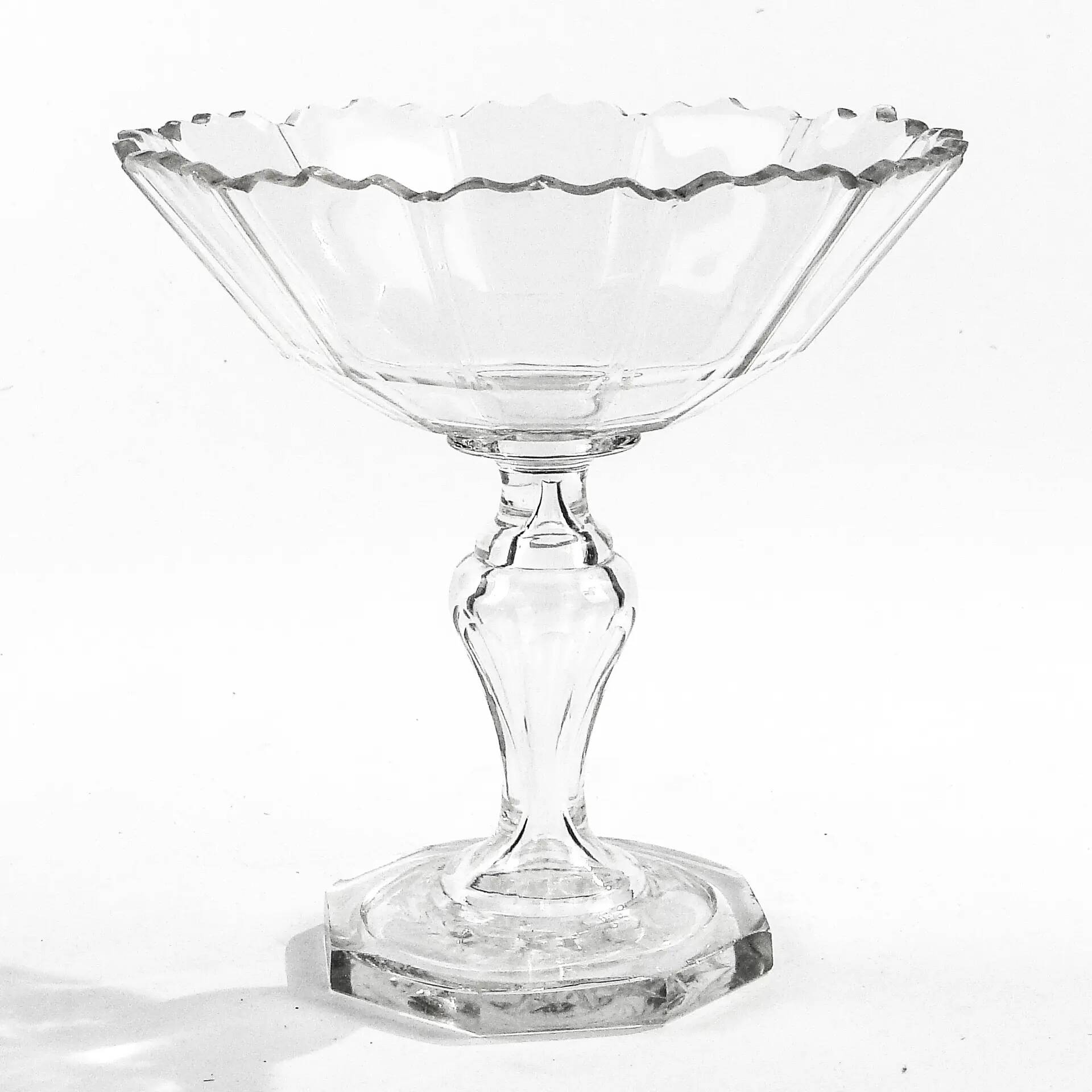 Biedermeier fruit bowl, transparent crystal, Czechia, 19th century
