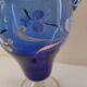Ewer/pitcher, cobalt blue glass, enameled with flowers, 1950s-60s