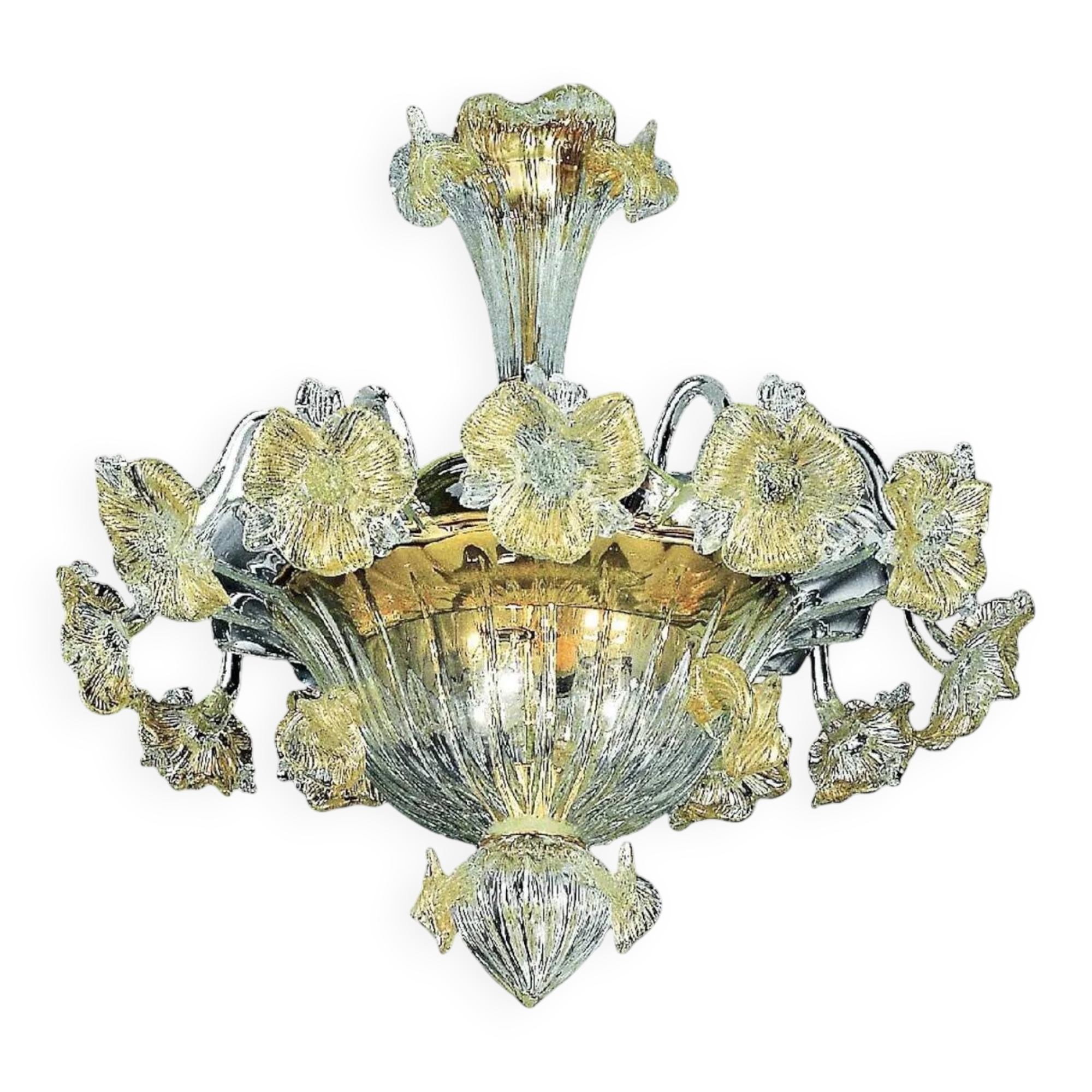 Venetian Floreal Gold Murano Glass Flush Mount