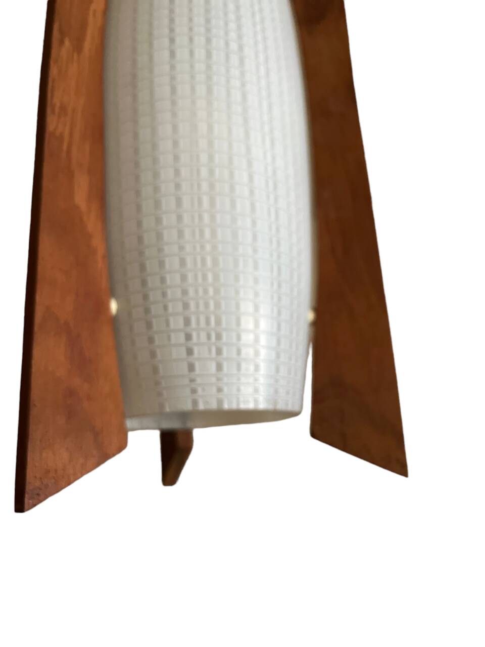 Teak and glass pendant light from the 50s