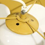 Delmas pendant lamp France 60s openwork yellow sheet & opaline