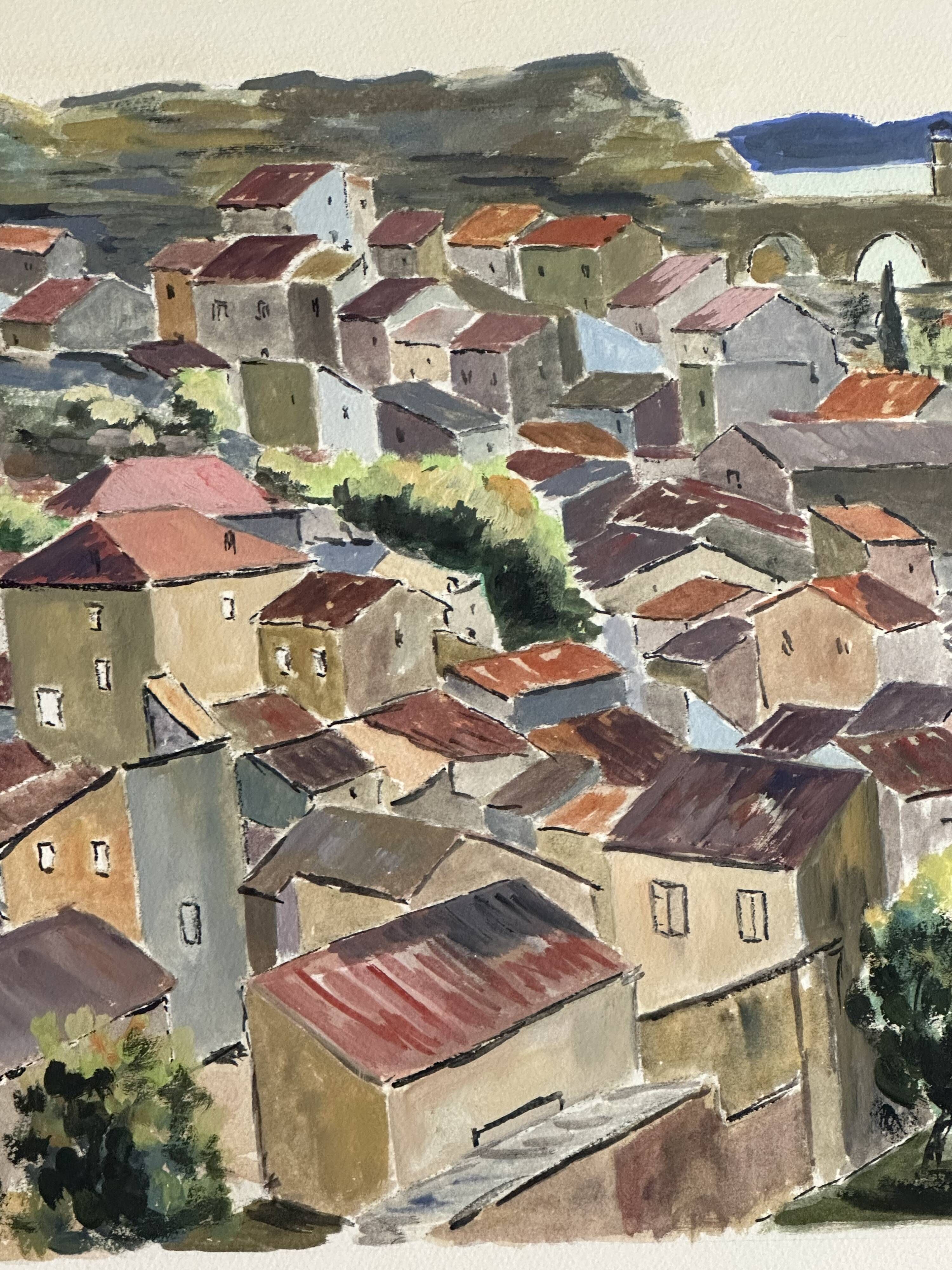 Painting / watercolor landscape of Provence signed Jean Ordonneaud 1983