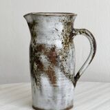 Small sanded stoneware pitcher signed Chantal and Thierry Robert