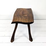 Mid Century Table d'appoint Pouf à fleurs Banc à fleurs Tabouret de chevet Bois massif Brutaliste Vi