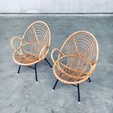 Set of Rattan Lounge Chairs attributed to Rohe Noordwolde, 1960s
