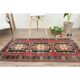 Red Vintage Turkish Oushak Handmade Woven Runner Rug 95x195