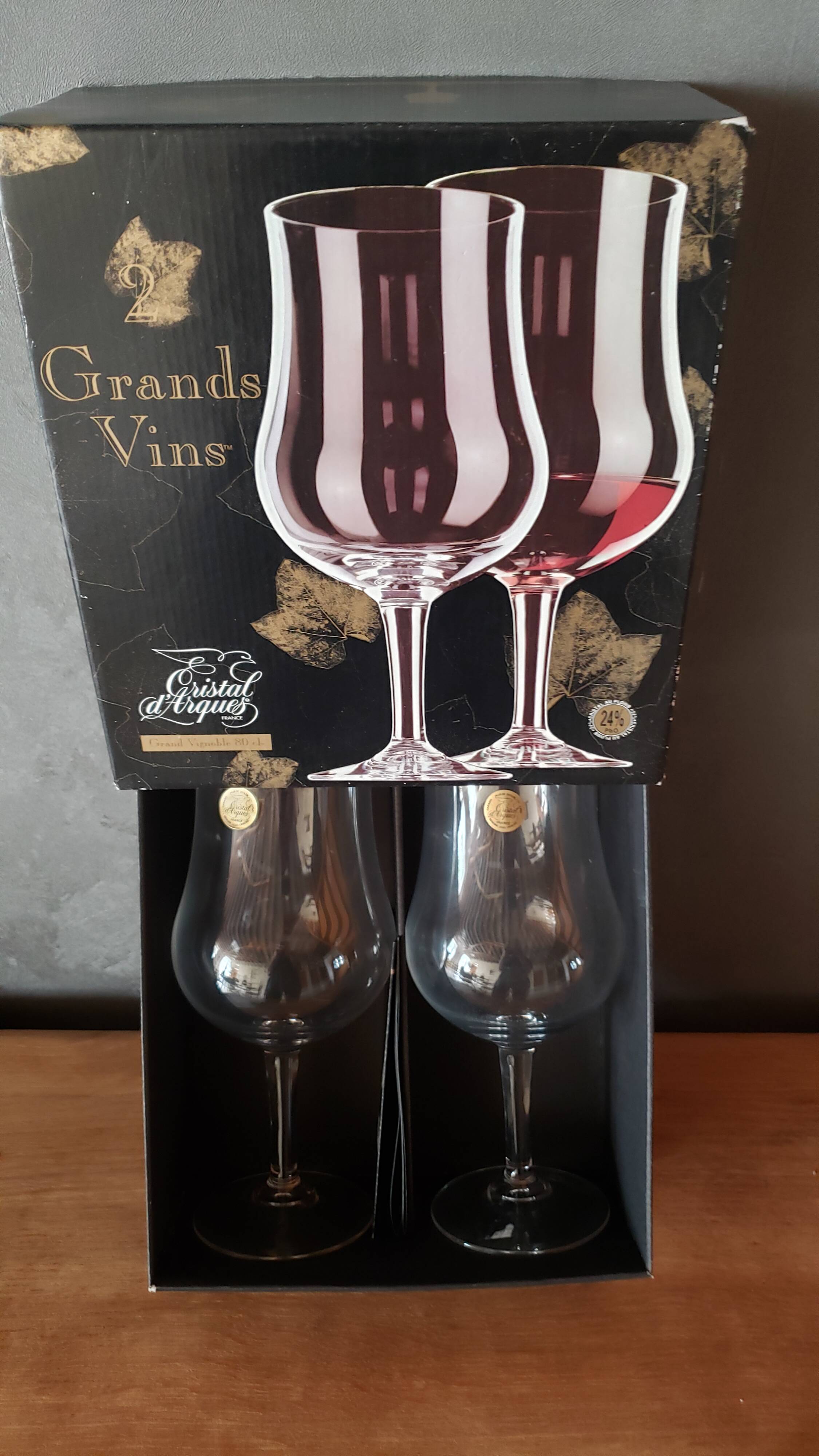 2 grands verres Cristal d'Arques Boîte origine