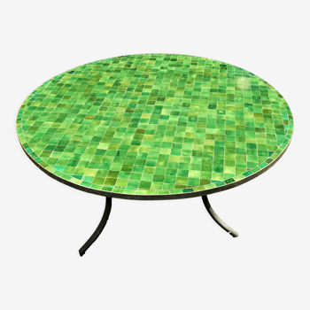150 cm round green zellige table