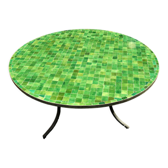150 cm round green zellige table