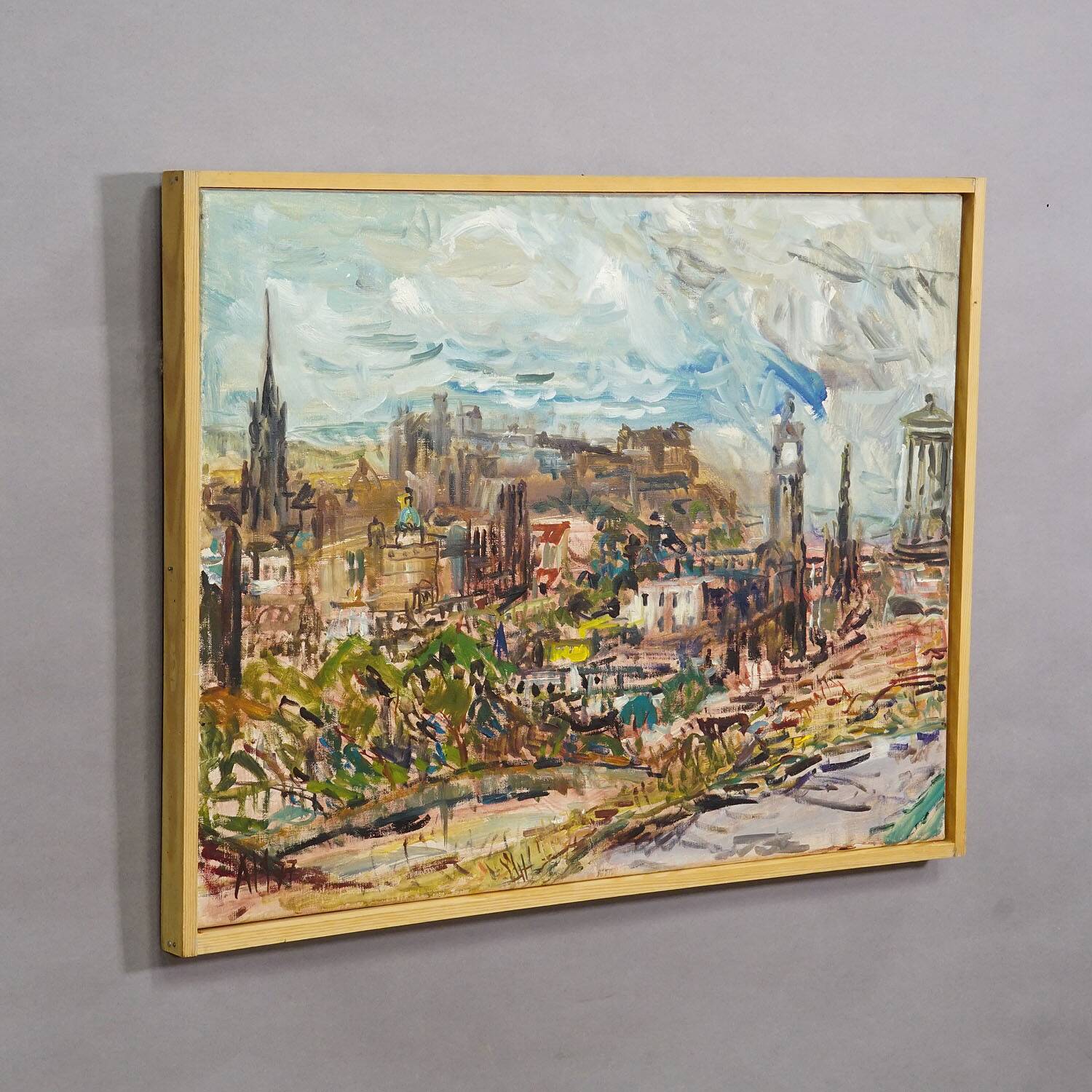 Urban landscape Edinburgh – Oil painting by Alexander Michael, 1977