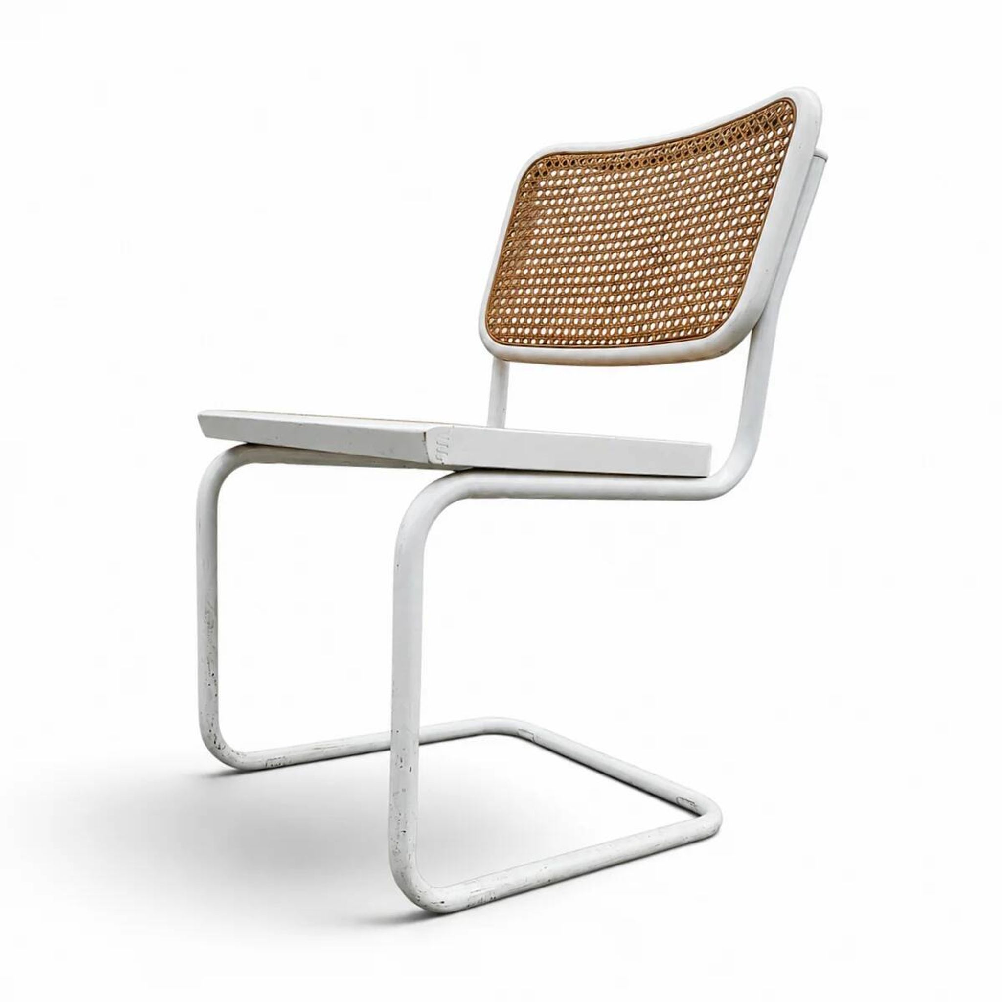 4 x cantilever white Cesca chair by Marcel Breuer B32 model / Bauhaus 1970s / made in Italy