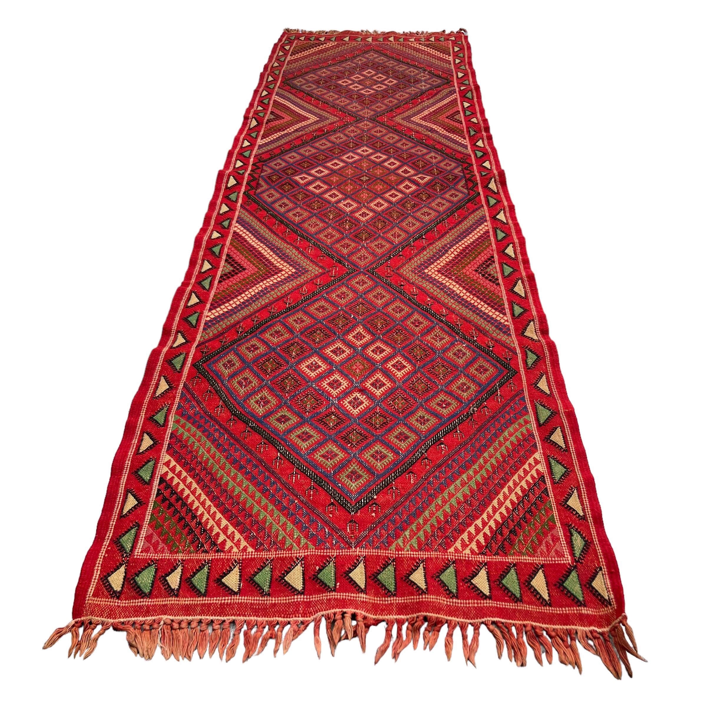 Vintage moroccan Kilim Runner , 295 x 86 cm