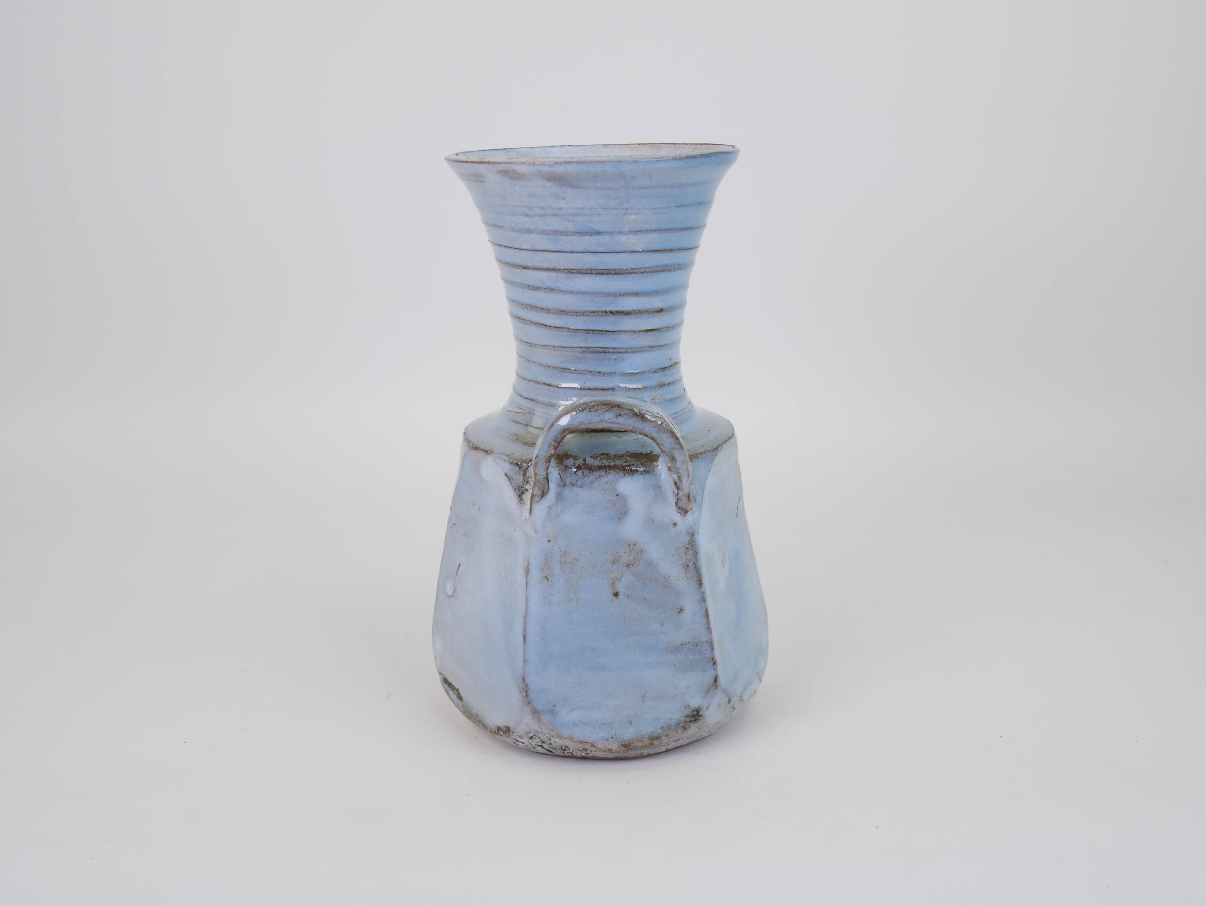 Sky blue glazed ceramic vase
