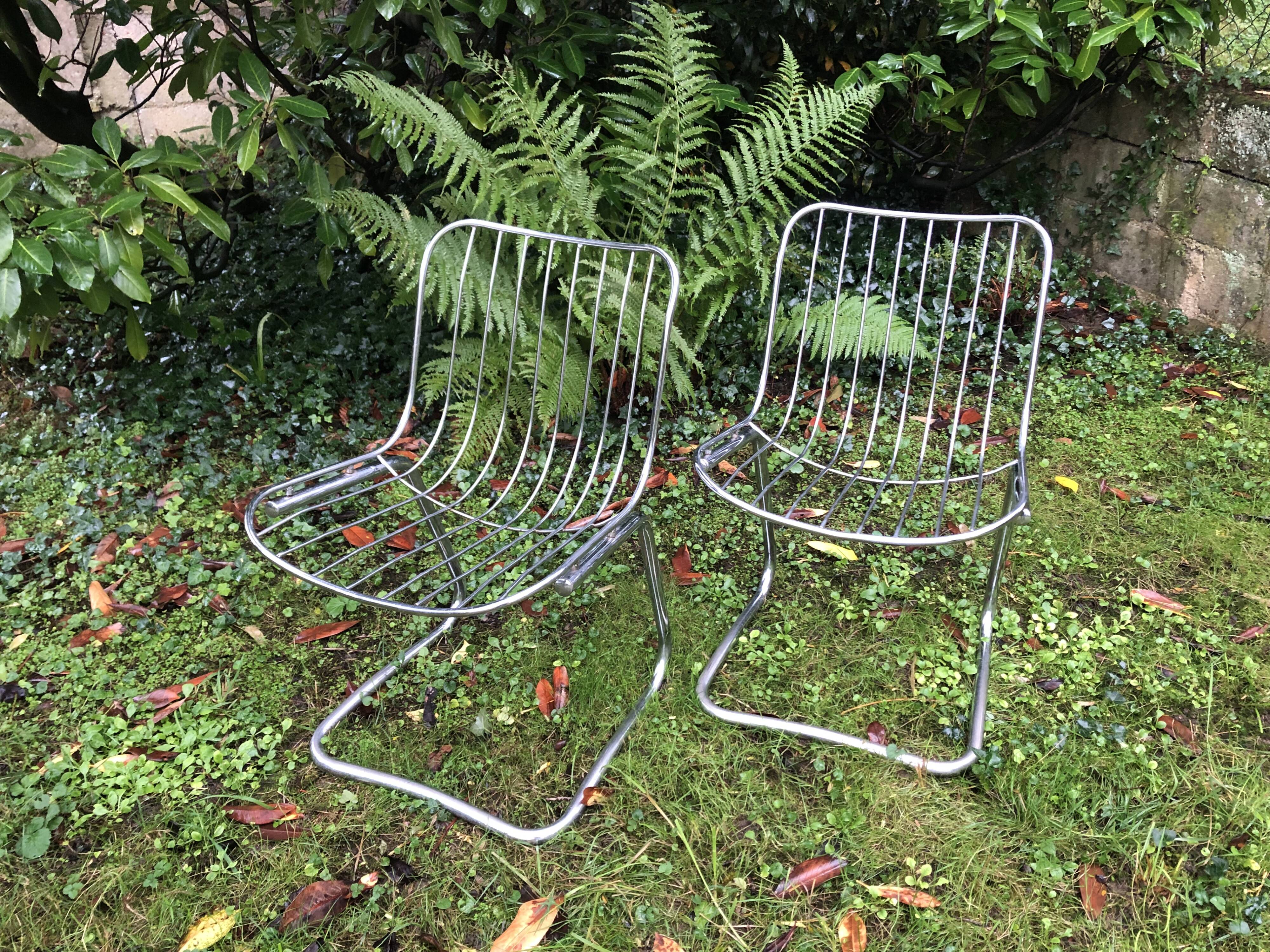 Chrome chairs style Rinaldi 70s