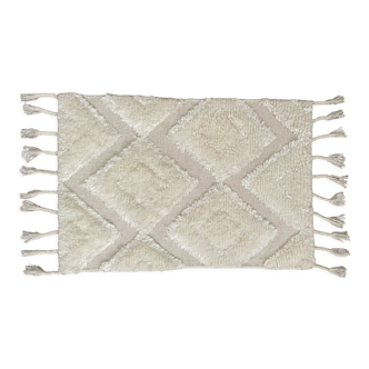 Hand-knotted wool rug off white 60x90cm