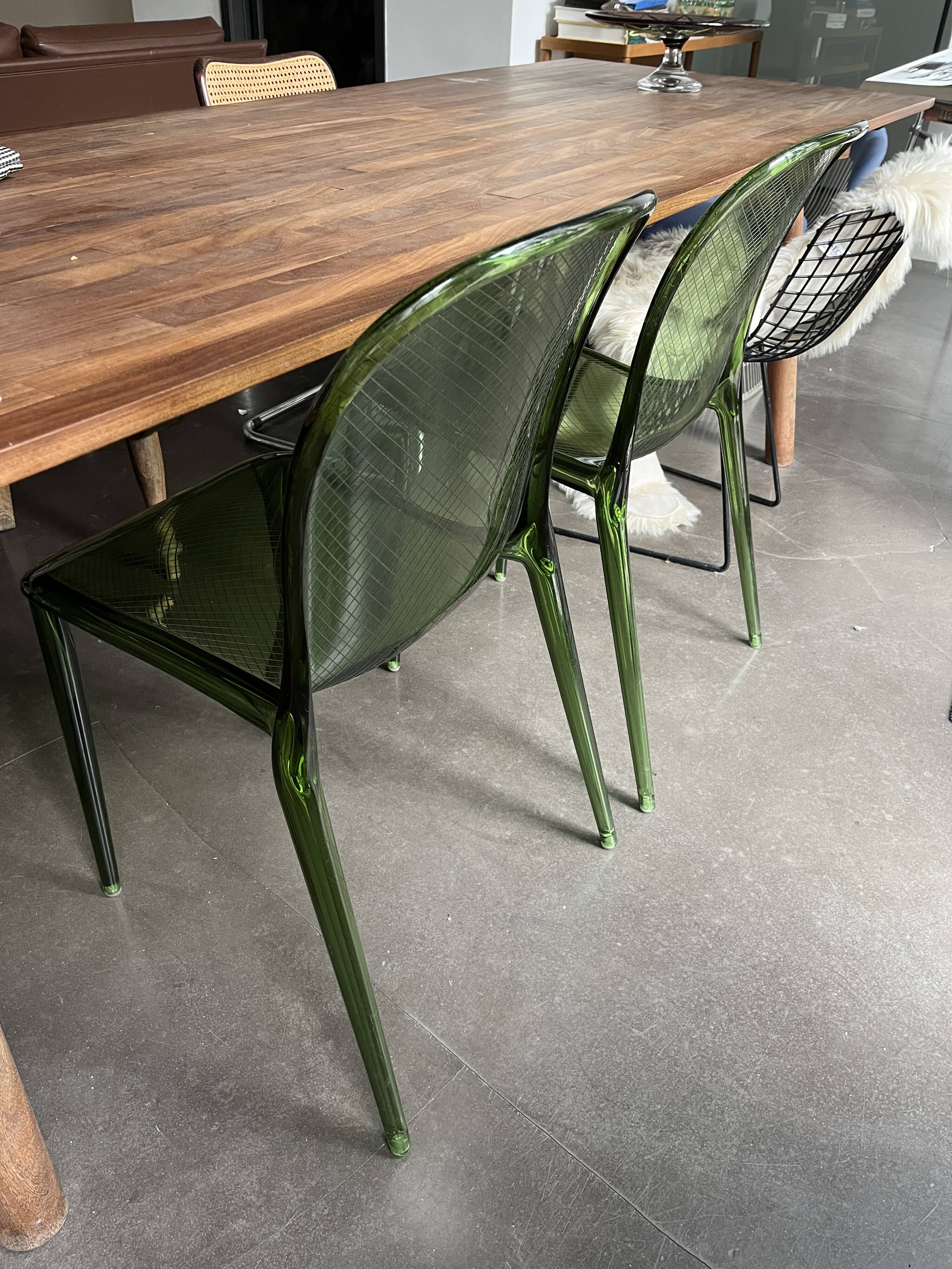 Set of 2 Kartell Thalya Forest Green chairs