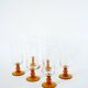 Set of 6 amber-footed champagne flutes, 1970