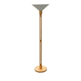 Vintage 1980s Scandinavian floor lamp in pine and white lacquered metal.