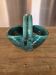 Vintage ceramic basket Accolay turquoise Signed Bull's Head X.C