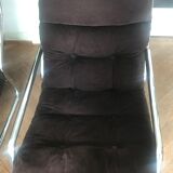 Brown velvet armchair from the 80s