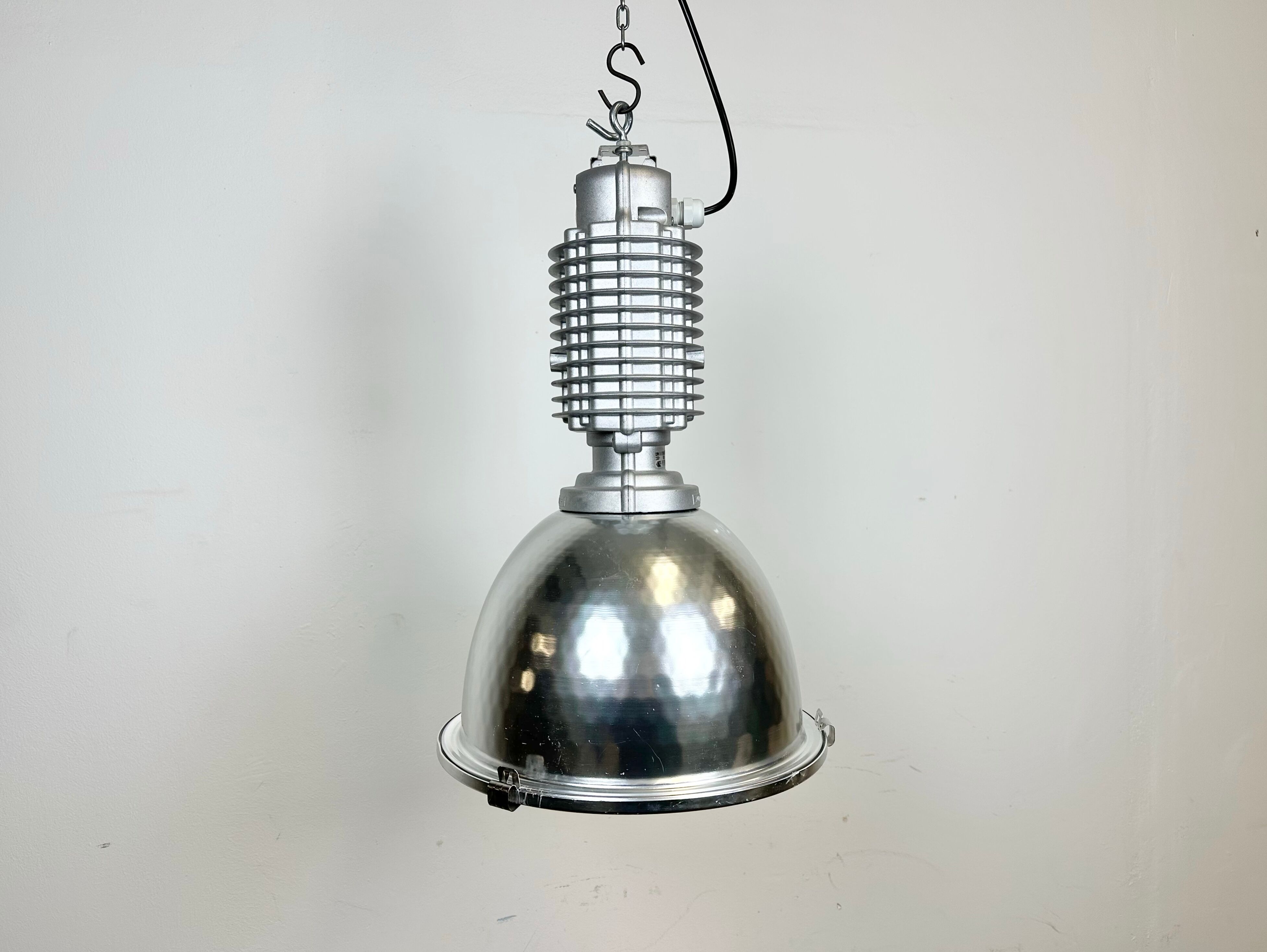 Industrial pendant lamp with glass cover by charles keller for zumtobel, 1990s