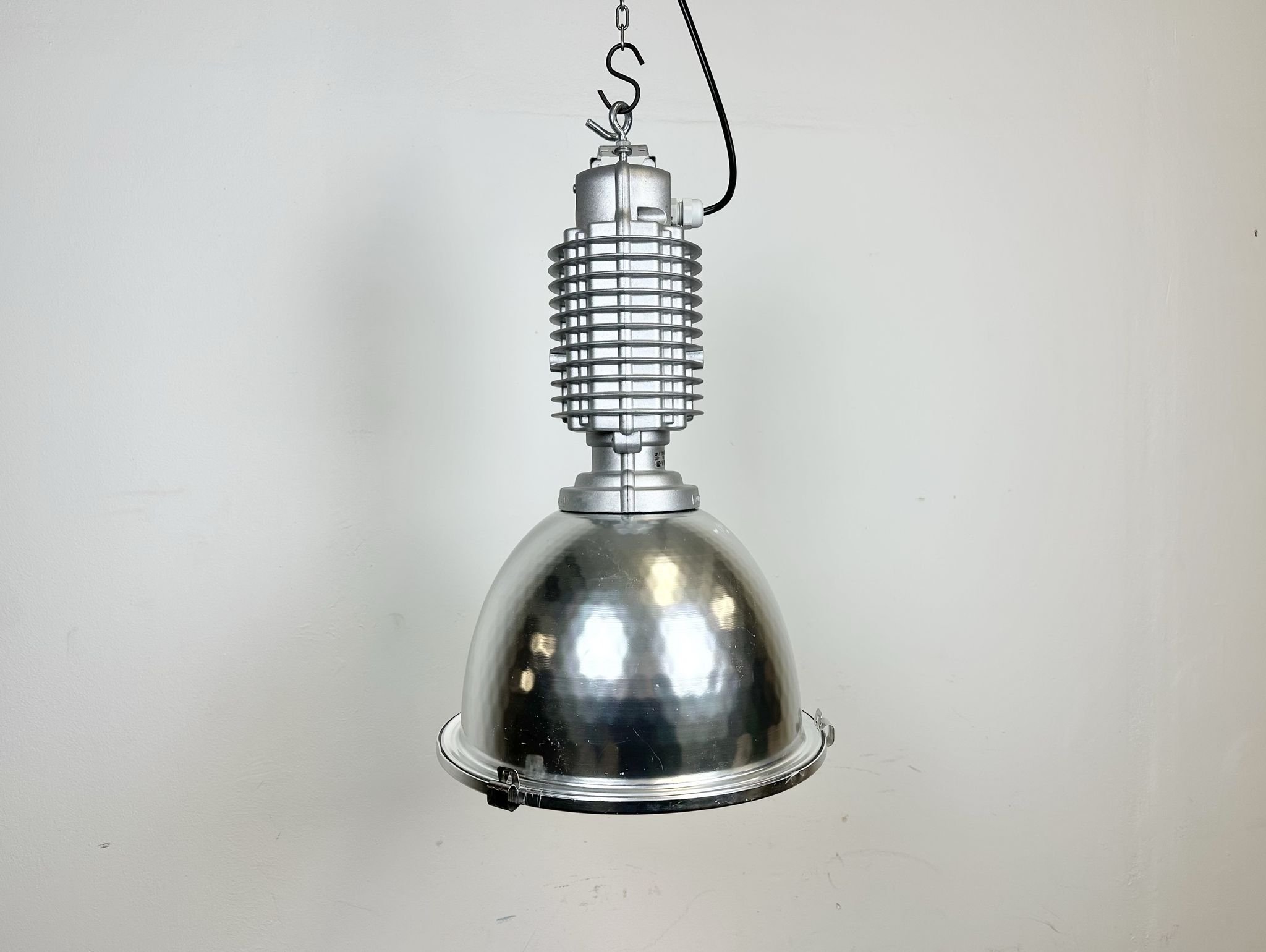 Industrial pendant lamp with glass cover by charles keller for zumtobel, 1990s