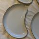 Set of 6 white porcelain plates with gold rims, Apilco