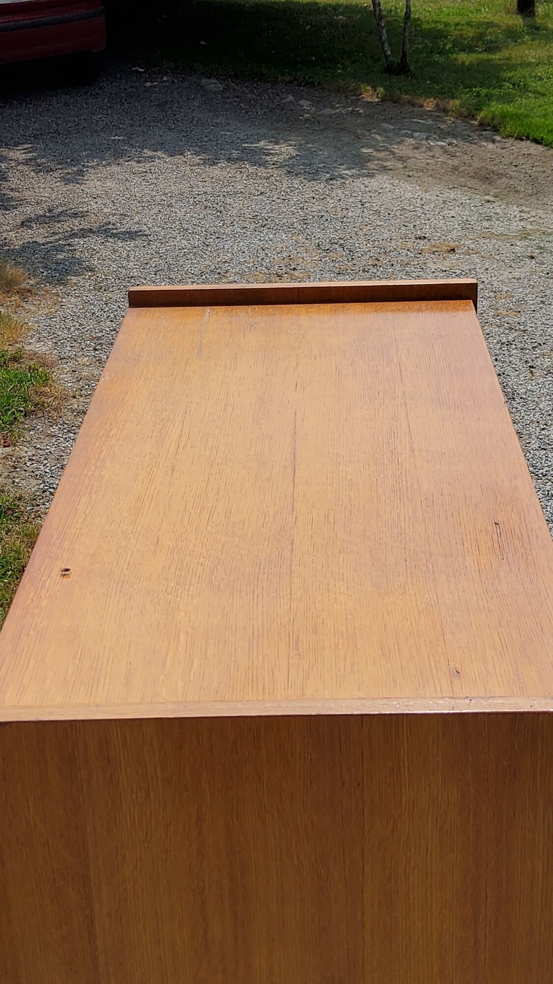 Vintage Golden Blond Oak Chest of drawers Feet Compass 6 Drawers 1 Door 50s