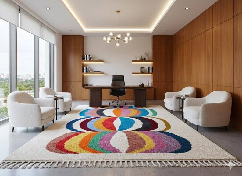 Beni Ourain Rug, Moroccan Abstract Wool Carpet 150/250cm