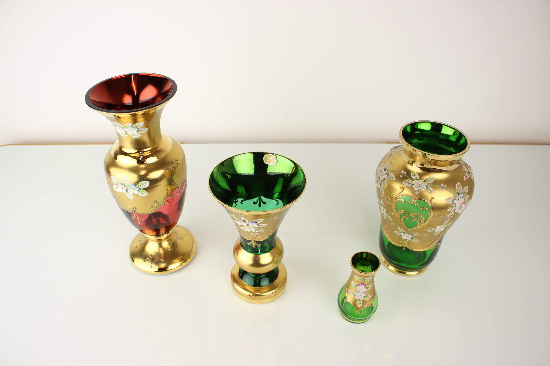 Bohemia glass vase, high enamel,gold,1950s, czechoslovakia