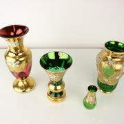 Bohemia glass vase, high enamel,gold,1950s, czechoslovakia