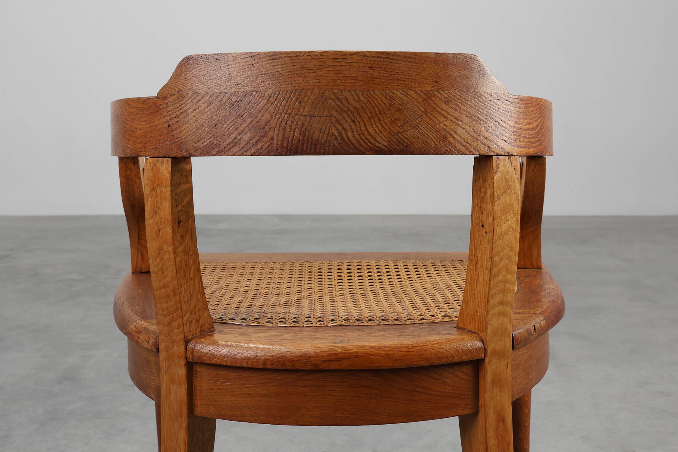 French Neoclassical Oak Chair with Wicker Seat, Late 19th Century