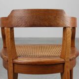 French Neoclassical Oak Chair with Wicker Seat, Late 19th Century