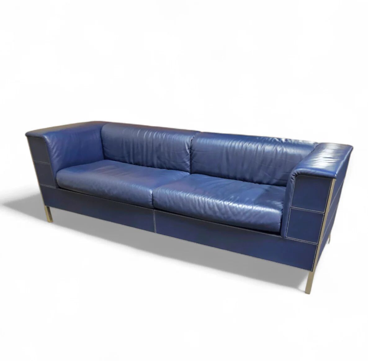 Poltrona Frau set / dark blue leather / Talus / sofa - chairs - / 3 seater / 2 x lounge chair