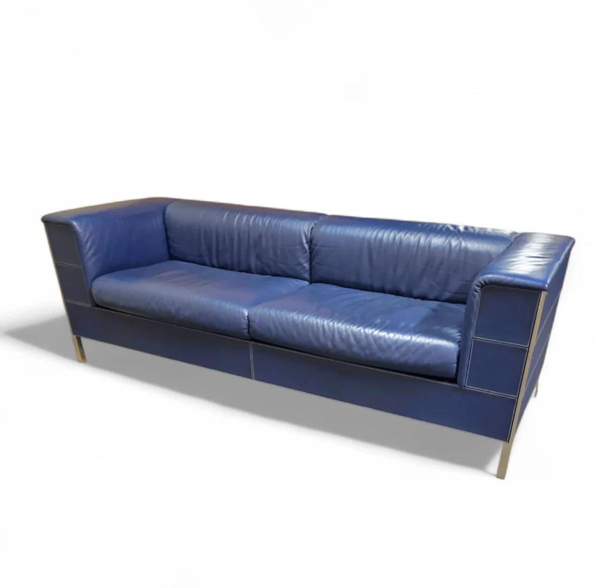Poltrona Frau set / dark blue leather / Talus / sofa - chairs - / 3 seater / 2 x lounge chair
